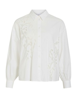 VIKima L/S Lace Skjorte - Snow White 